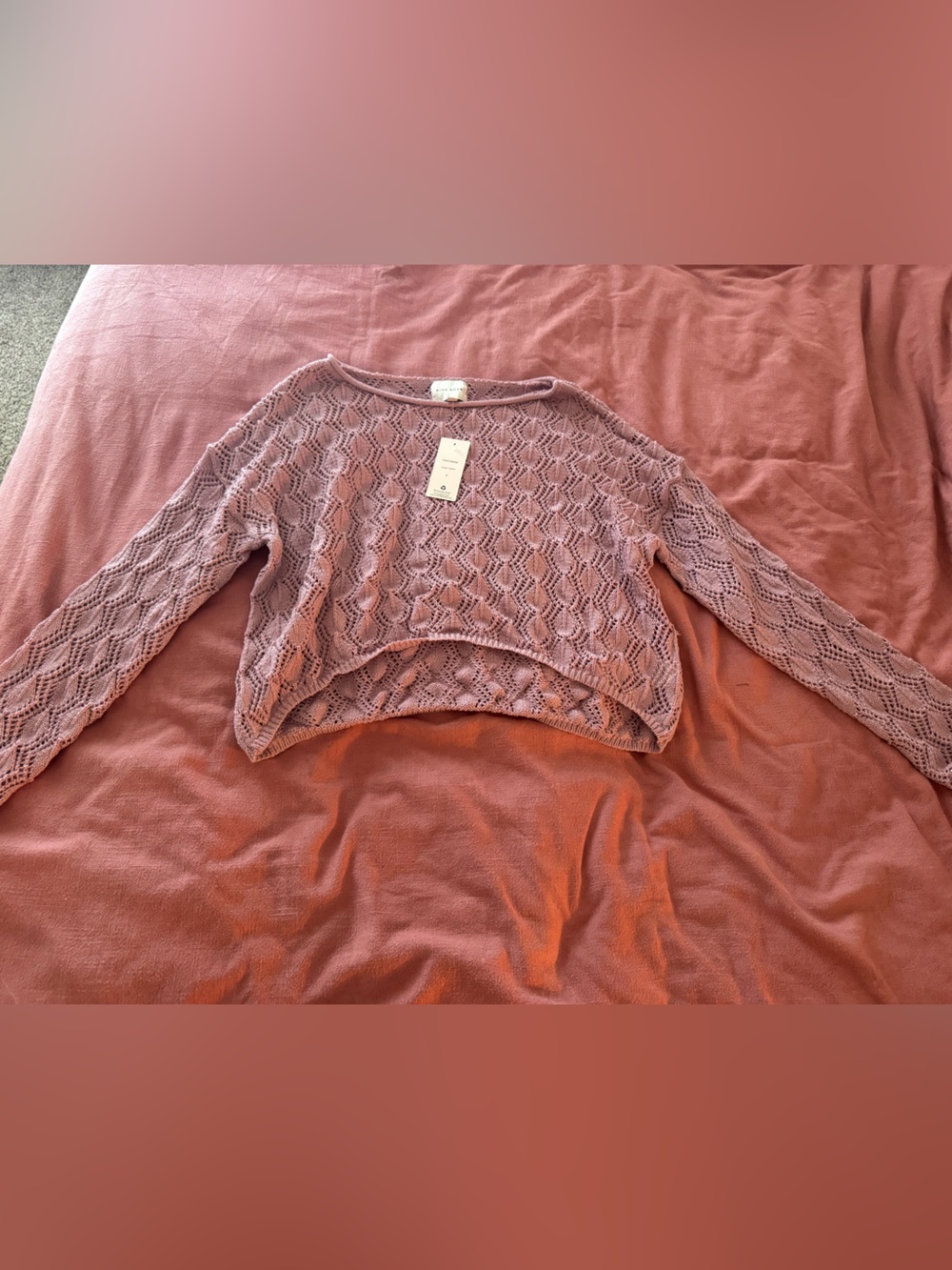 Pink Rose Lilac Taffy Openwork Knit Top